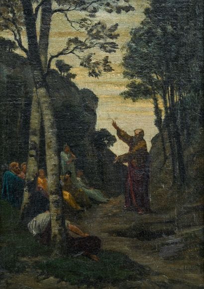 19th CENTURY FRENCH SCHOOL
Man preaching
Oil...