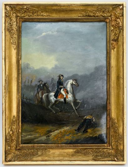 FRENCH SCHOOL 19th century
Napoleon on horseback
oil...