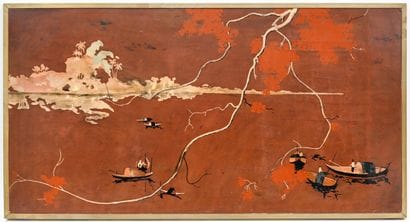 VIETNAMIAN SCHOOL 20th century
River landscape
Lacquer...