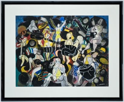 Robert LAVABRE (1928-1988) 
Bathers
Gouache...