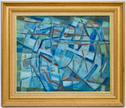 Robert LAVABRE (1928-1988) 
Blue composition
Oil...