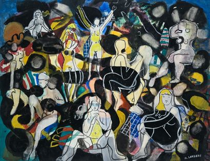 Robert LAVABRE (1928-1988) 
Bathers
Gouache...