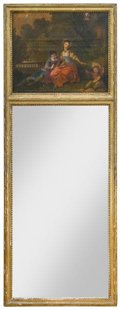 Gilded wood trumeau. Oil on canvas in the...
