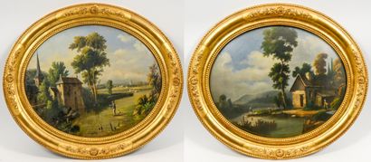 FRENCH SCHOOL, 19th century
Animated landscapes
Two...