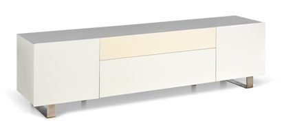 Low sideboard or TV cabinet, white lacquered...