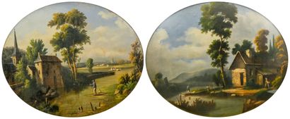 FRENCH SCHOOL, 19th century
Animated landscapes
Two...