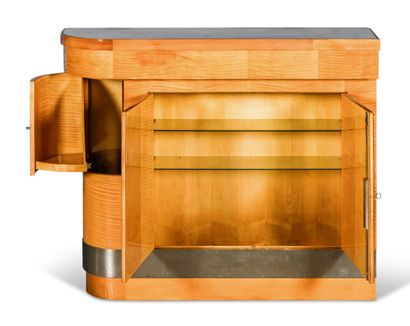 Wooden bar opening with two front doors revealing...