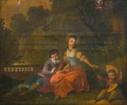 Gilded wood trumeau. Oil on canvas in the...