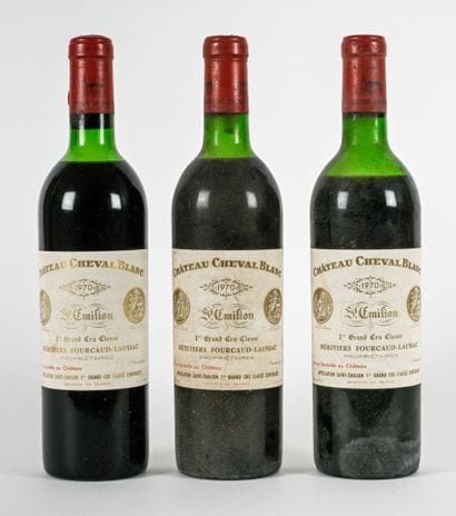 3 bottles CHÂTEAU CHEVAL BLANC 1970 1er GCC...