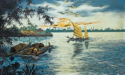 INDOCHINESE SCHOOL mid 20th century
Boats...