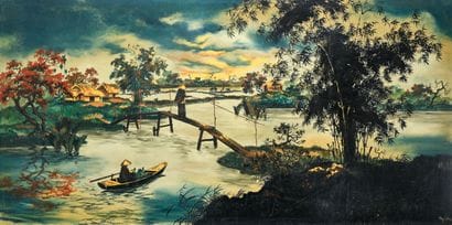 INDOCHINESE SCHOOL mid 20th century
Landscape...