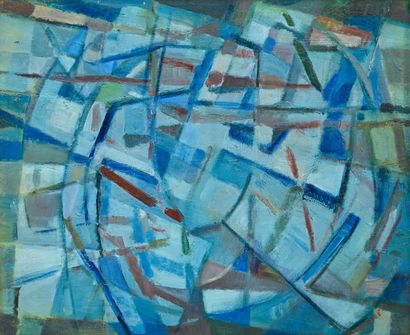 Robert LAVABRE (1928-1988) 
Blue composition
Oil...