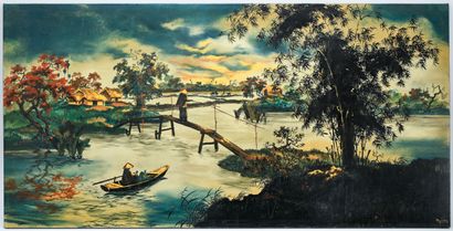 INDOCHINESE SCHOOL mid 20th century
Landscape...