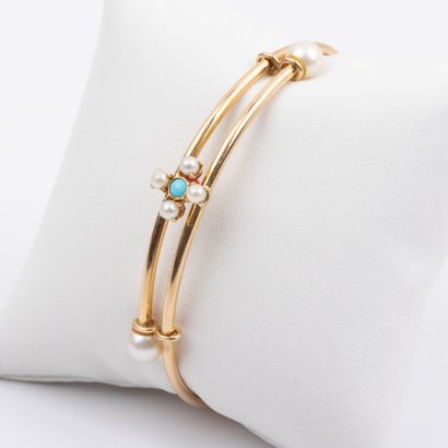 Adjustable demi-jonc bracelet, decorated...