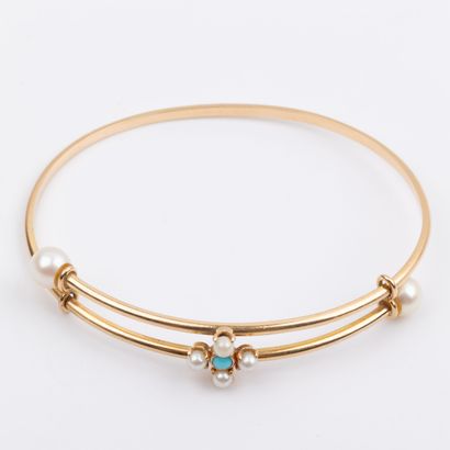 Adjustable demi-jonc bracelet, decorated...