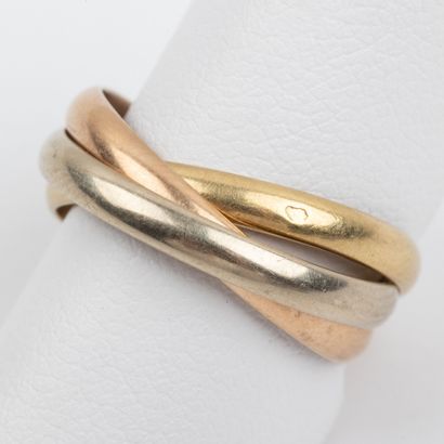 Triple 18K gold wedding band in the Cartier...