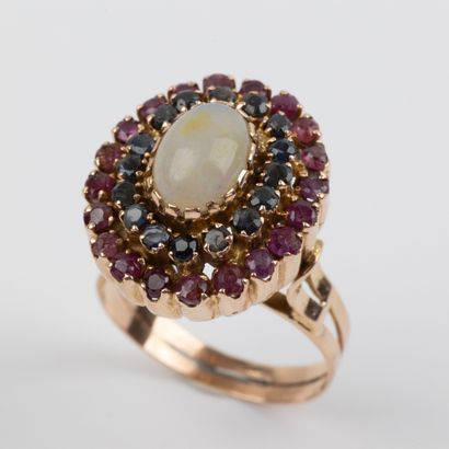 Daisy, opal, sapphire and ruby ring set in...