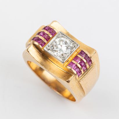 Tank ring, brilliant-cut diamond, approx....