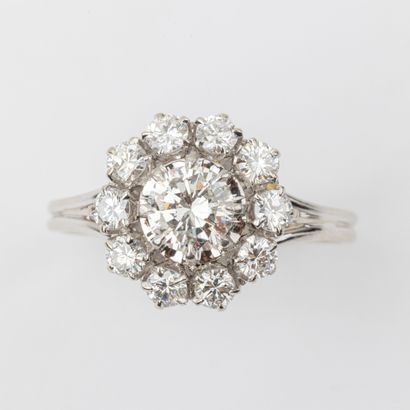 Daisy ring, brilliant-cut diamond, central...