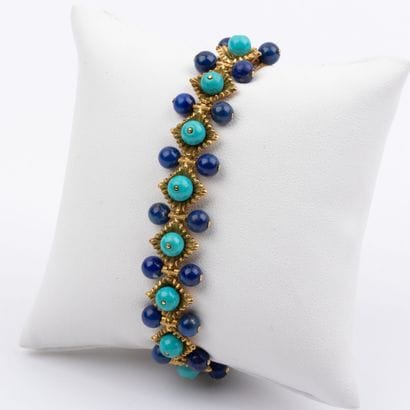 Semi-articulated bracelet, turquoise and...