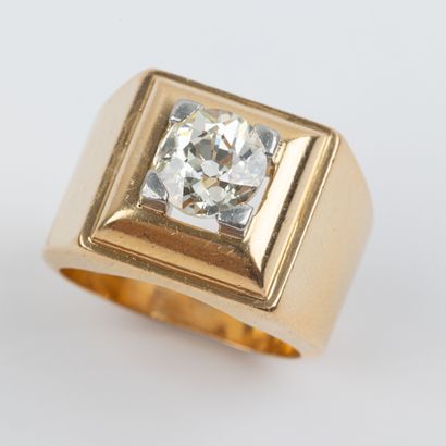 Old-cut diamond signet ring, approx. 2.60...