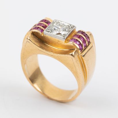 Tank ring, brilliant-cut diamond, approx....