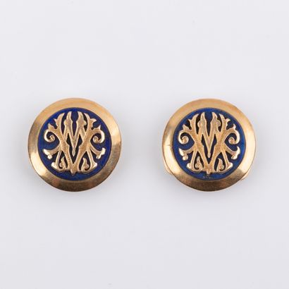 Pair of lapis lazuli collar buttons monogrammed...