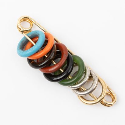 DINH VAN 
Safety pin and rings, one in 18K...