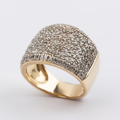 Jonc ring, paved with 8/8-cut diamonds, set...