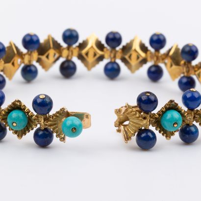 Semi-articulated bracelet, turquoise and...