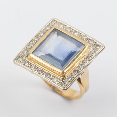 Cocktail ring, central sapphire, brilliant-cut...