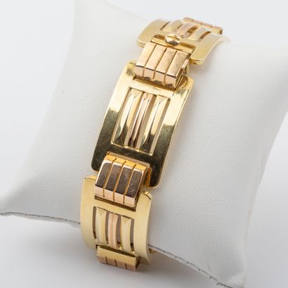 Tank bracelet, two 18K gold with openwork...