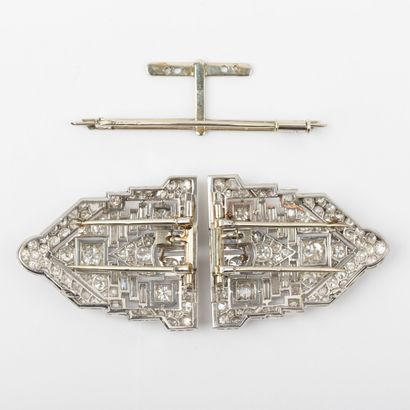 Removable double-clip brooch, main old-cut...