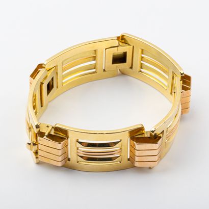 Tank bracelet, two 18K gold with openwork...