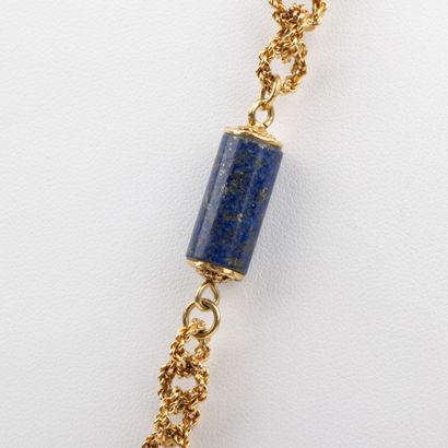 Sautoir in 18K gold, interlaced and textured...