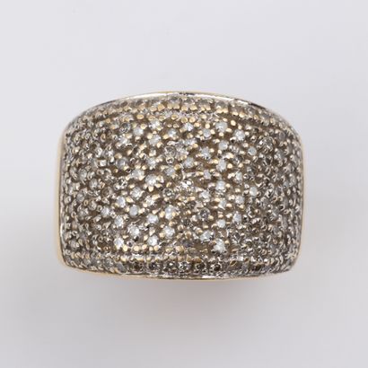 Jonc ring, paved with 8/8-cut diamonds, set...