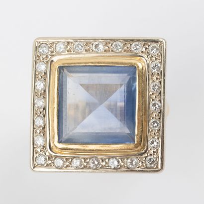Cocktail ring, central sapphire, brilliant-cut...