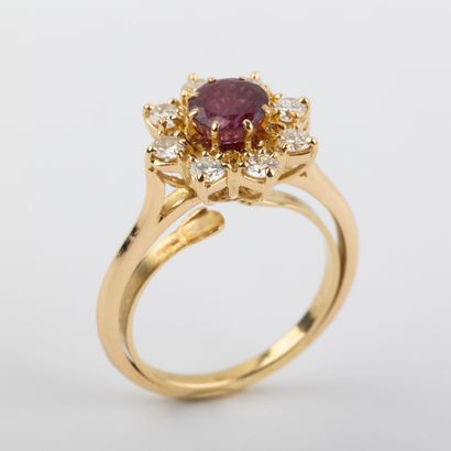 Ruby daisy ring, brilliant-cut diamonds,...
