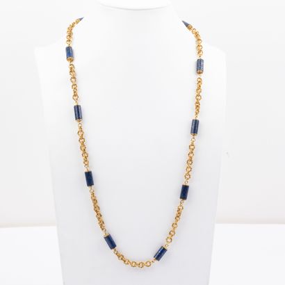 Sautoir in 18K gold, interlaced and textured...