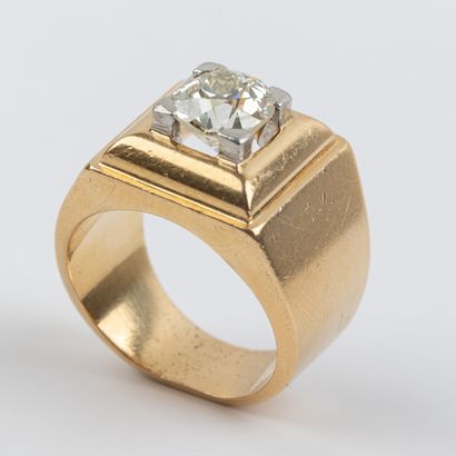 Old-cut diamond signet ring, approx. 2.60...