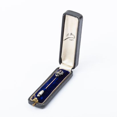 Tie pin, 18K gold and silver setting, rose-cut...