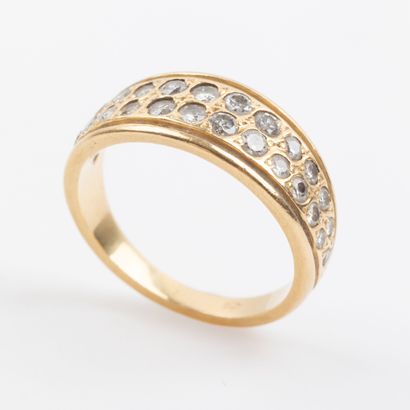 Band ring, paved with brilliant-cut diamonds...
