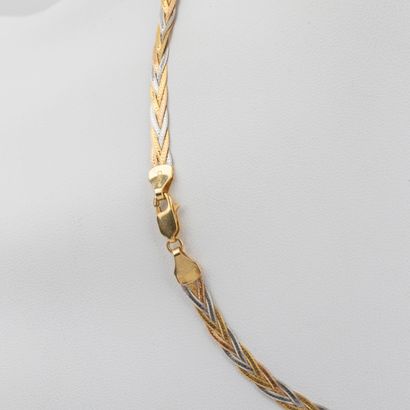 Ace of neck necklace, three 18 K gold braided...
