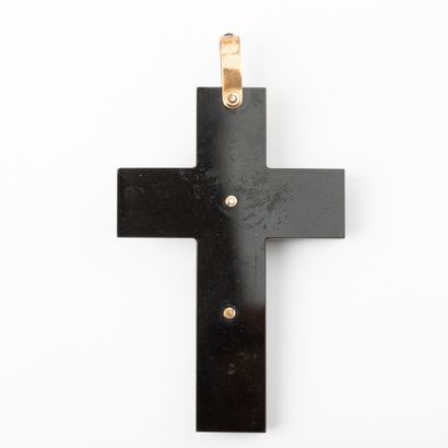 Important pendentif croix , onyx, or 18K...