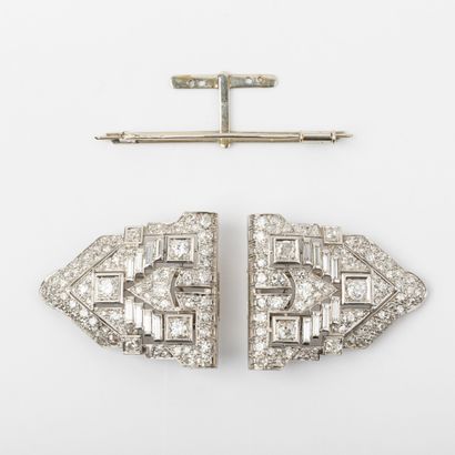 Removable double-clip brooch, main old-cut...