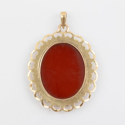 Pendentif pierre dure double face , monture...