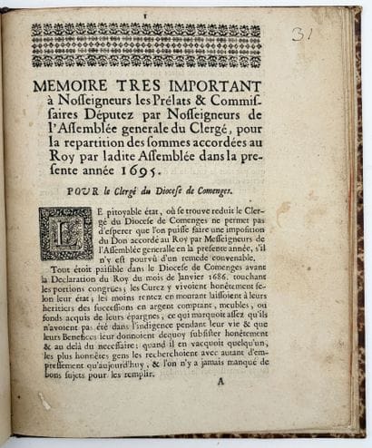 [COMMINGES]. MÉMOIRE TRÈS IMPORTANT À NOSSEIGNEURS...