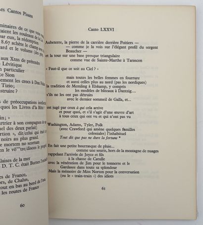 POUND (Ezra). CANTOS PISANS. Traduit par...