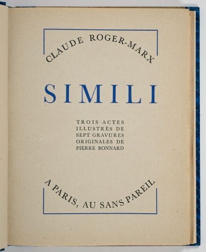 MARX (Claude-Roger). SIMILI. Trois actes....