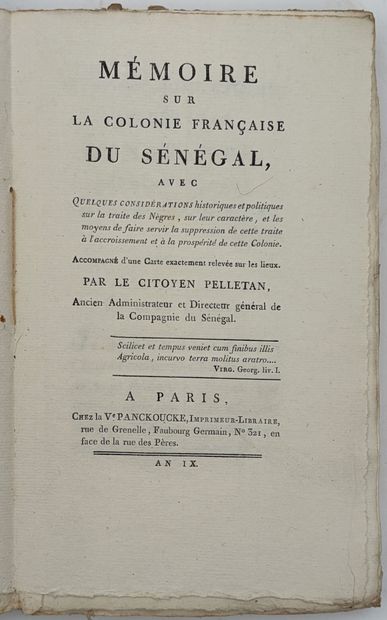 [VOYAGES]. PELLETAN (Jean-Gabriel). MÉMOIRE...